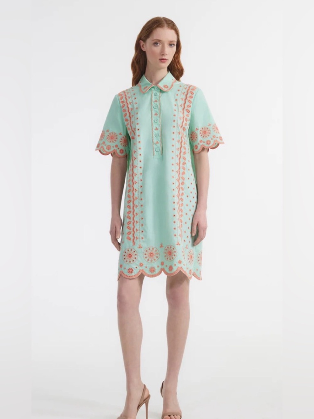 Saloni Dree B Short Dress in Bleach Aqua Size 12 NWOT